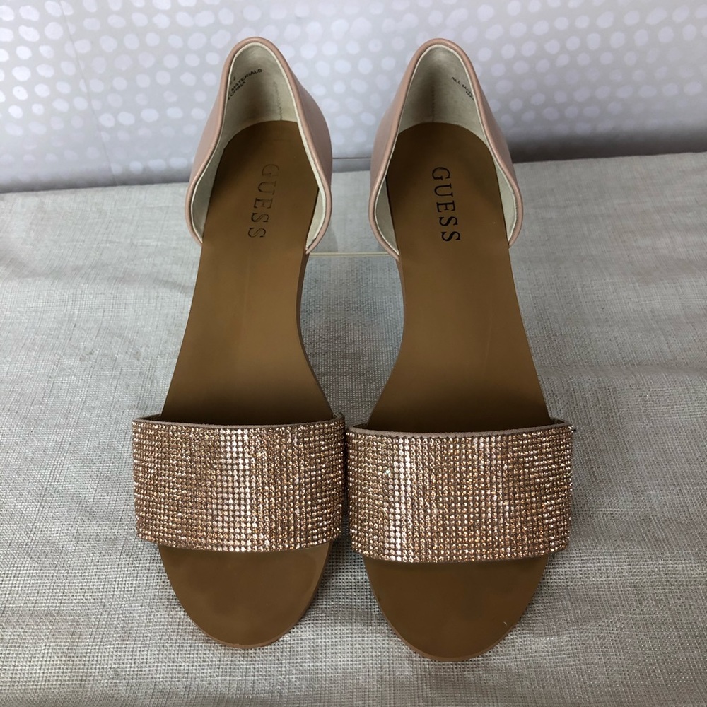 Guess Rose Gold Stone Embellished Sandals Size 7.5